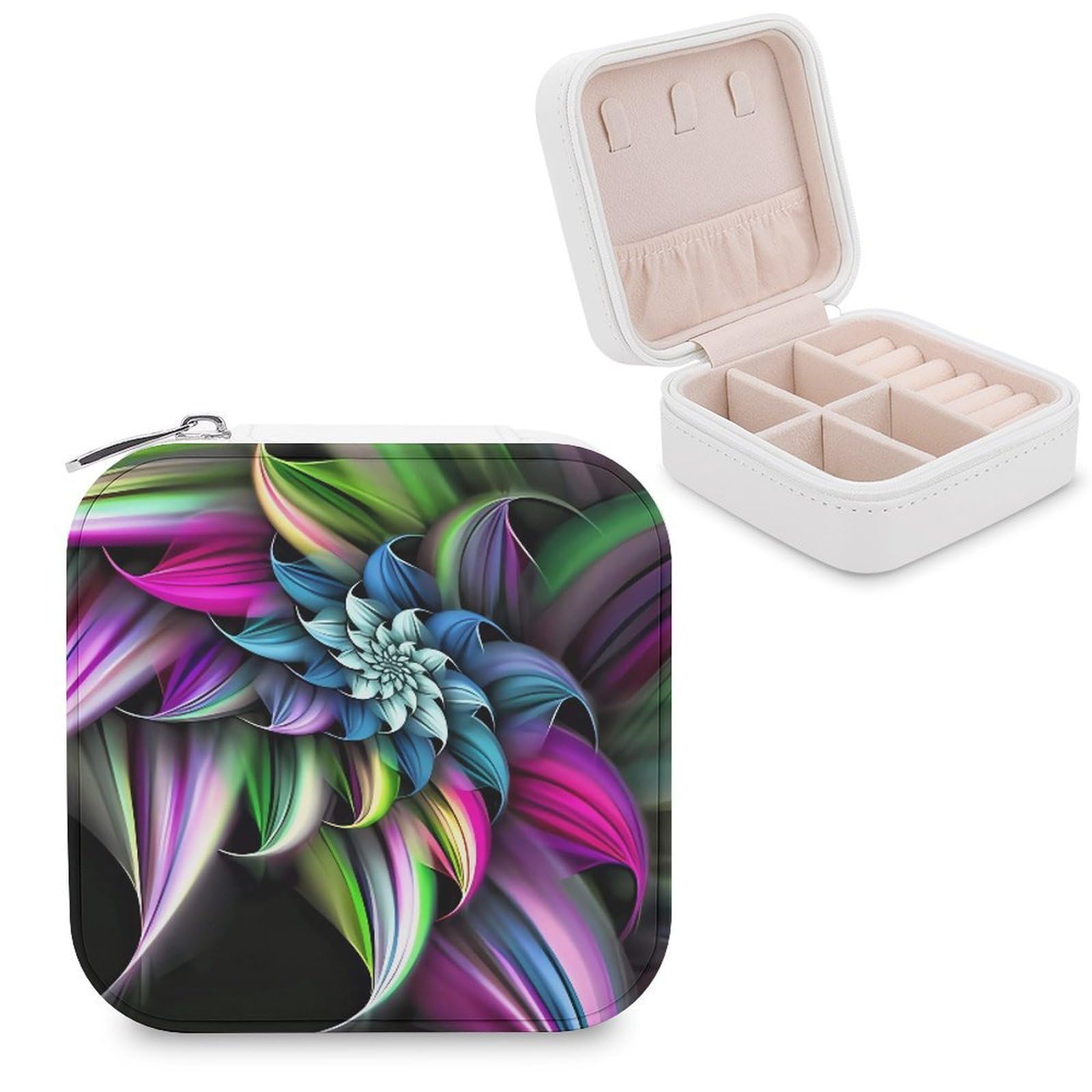 Coffret de rangement pour bijoux doublé de flanelle fine en cuir