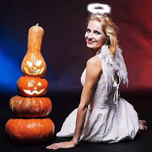 Miniatura 5 de Alas de ángel y halo para niños y adultos, disfraz de ángel para Halloween, fiesta de cosplay, alas de ángel