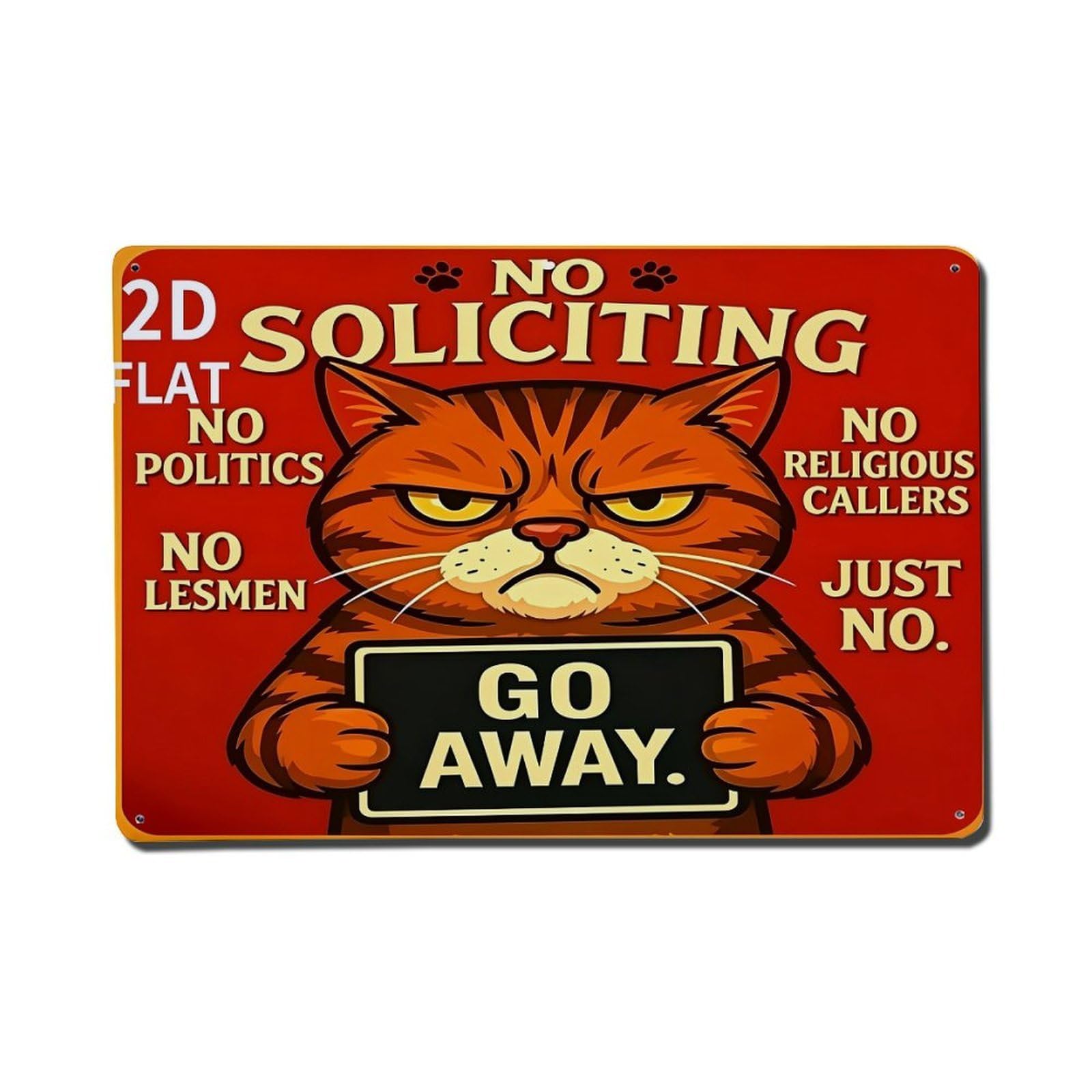 Nestemfo Vintage Angry Cat Holding Sign Tin Sign Metal Sign, Living Room,Bar, Home, Bedroom Wall Decor,Retro Metal Poster 8X12 Inches