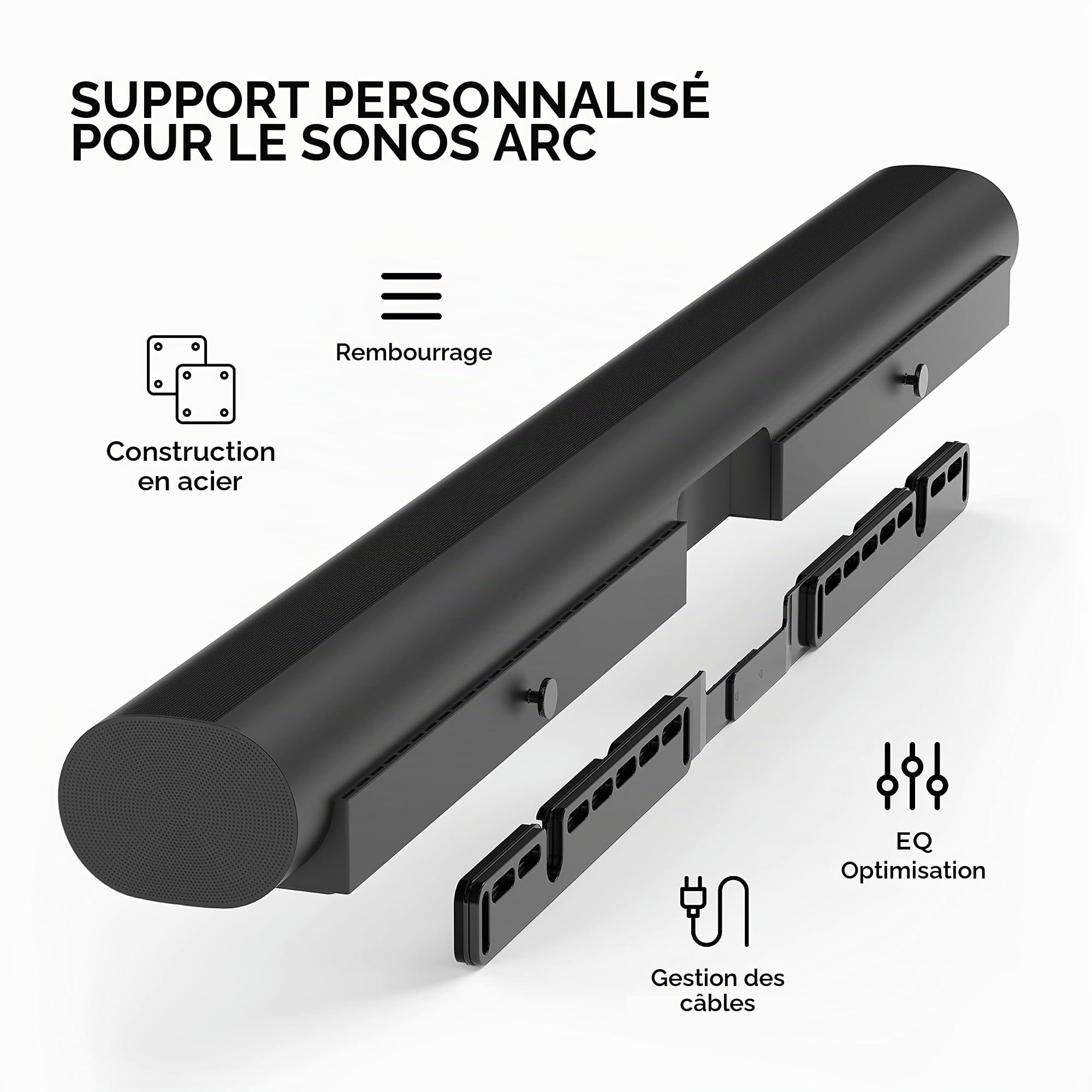 HumanCentric Support Mural pour Sonos Arc, Noir, Montage Flottant