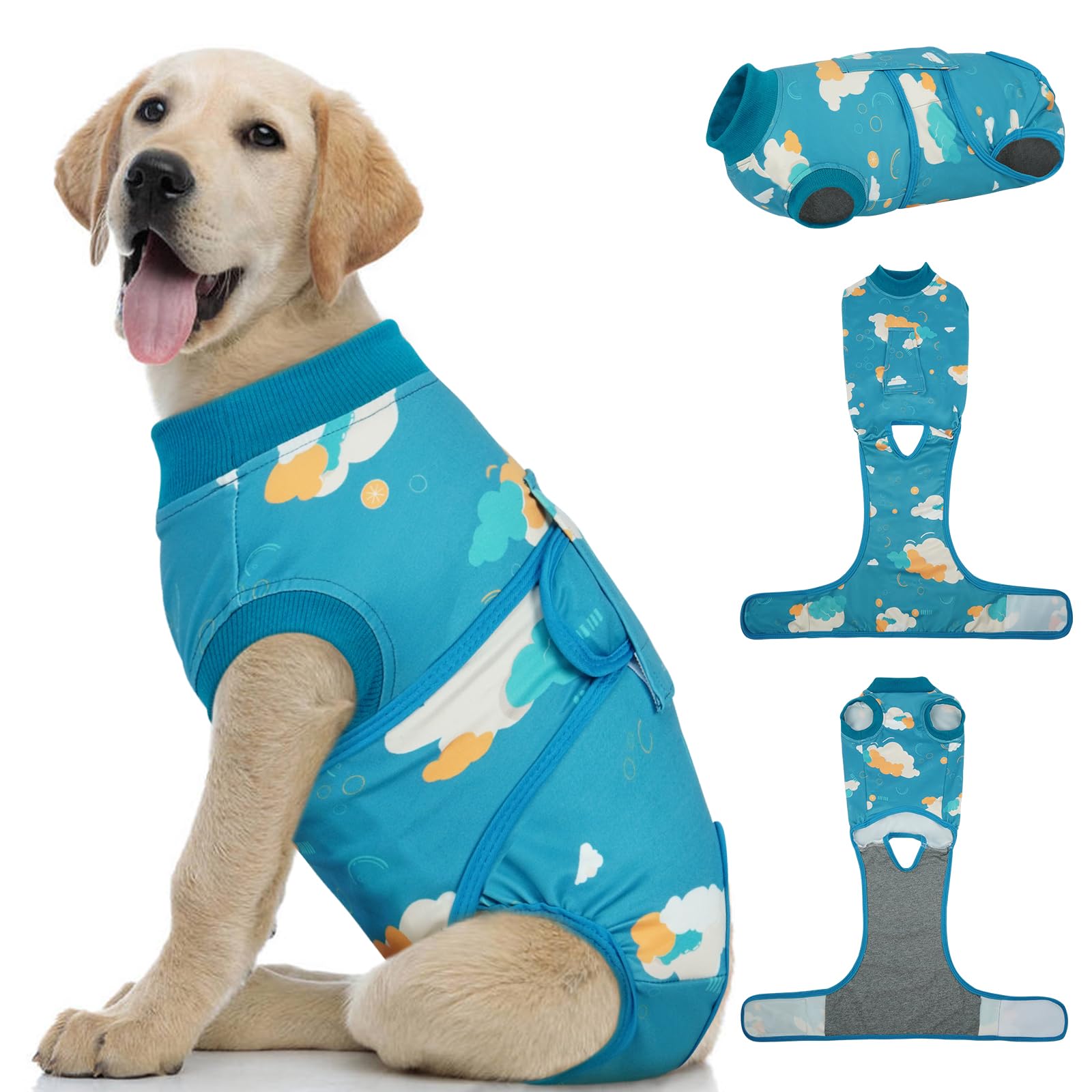 Kuoser Dog Recovery Suit, Female Male Spay Neuter Surgery Suit, Cloud, M