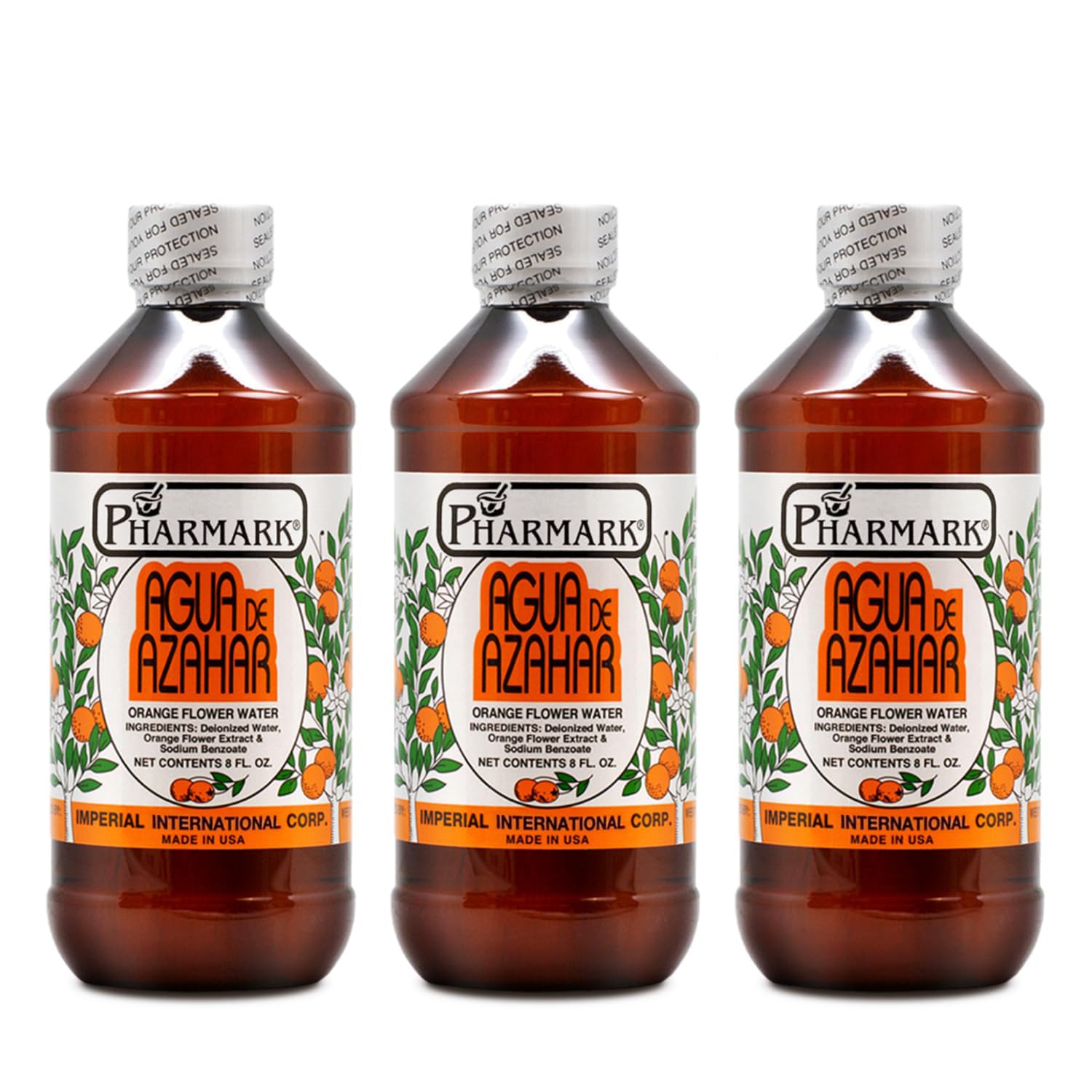 Pharmark Orange Flower Blossom Water, tonico naturale per il viso senza alcool e neroli idratante, per pelli sensibili, lenitiva astringente botanica (226,​8 g, confezione da 3)