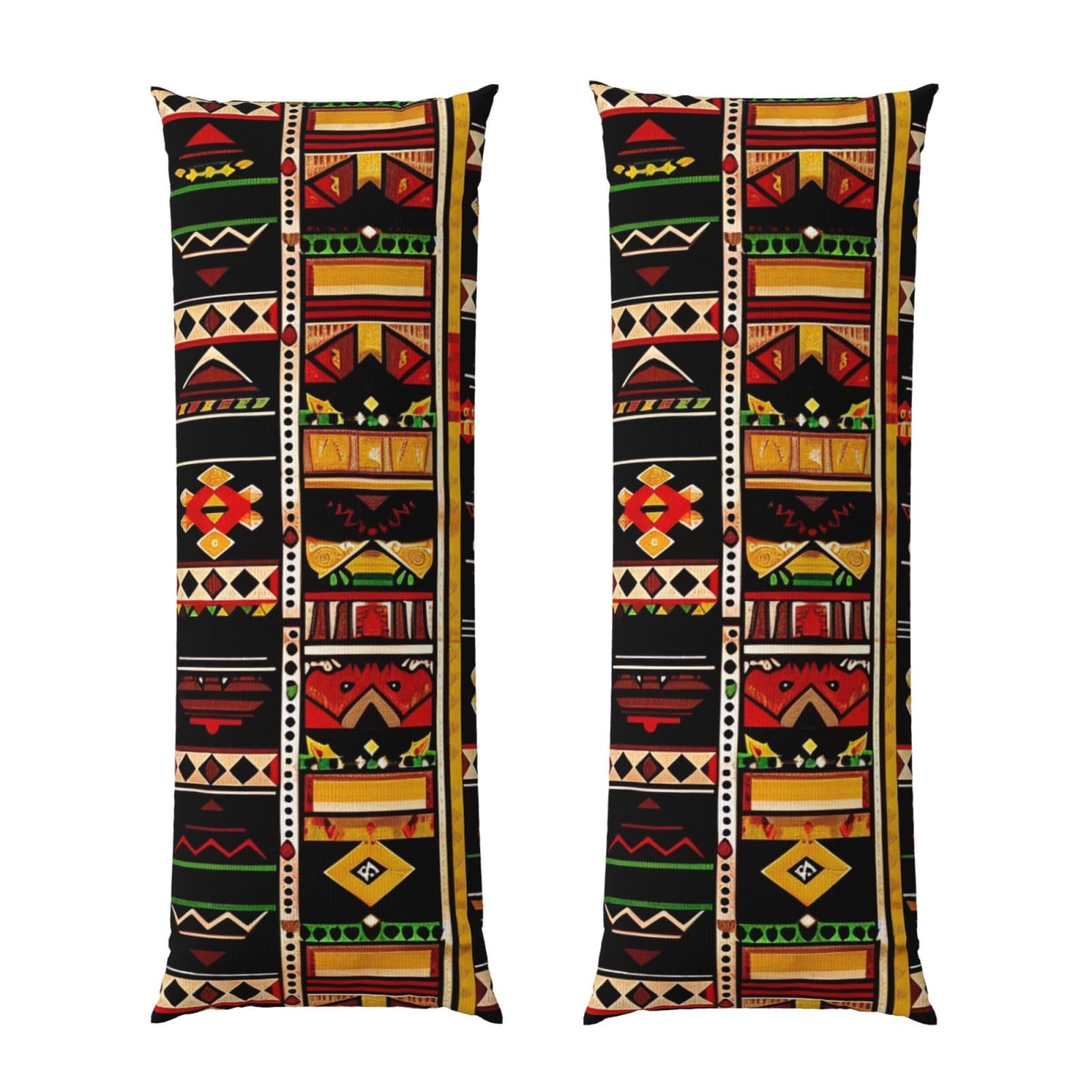 Body Pillow Cover 20x54 Inch, African Ethnic Pattern Print Long Lumbar Pillow Case with Zipper Long Body Pillowcase Decorative for Bed Sofa Bedroom
