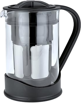 COLD BREW COFFEE MAKER 1 Liter (4-Cups) Capacity, Great For Flavorful Iced Coffee That Stays Fresh Longer, Borosilicate Glass, Easy Cleaning, Fun Ideas and Recipe Booklet, 8x5 Inches, Black