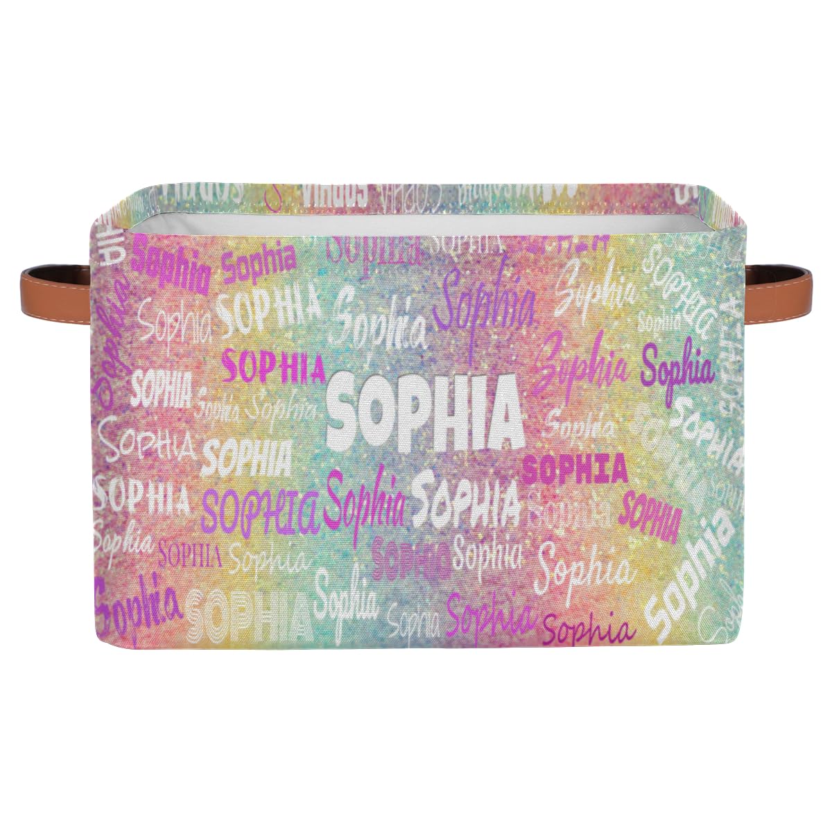 KFNHN Custom Rectangular Baby Storage Bin, Kids Toys & Books Shelf, Clothes & Towel Storage, Gift & Pet Basket with Colorful Bling Sequins & Glitters