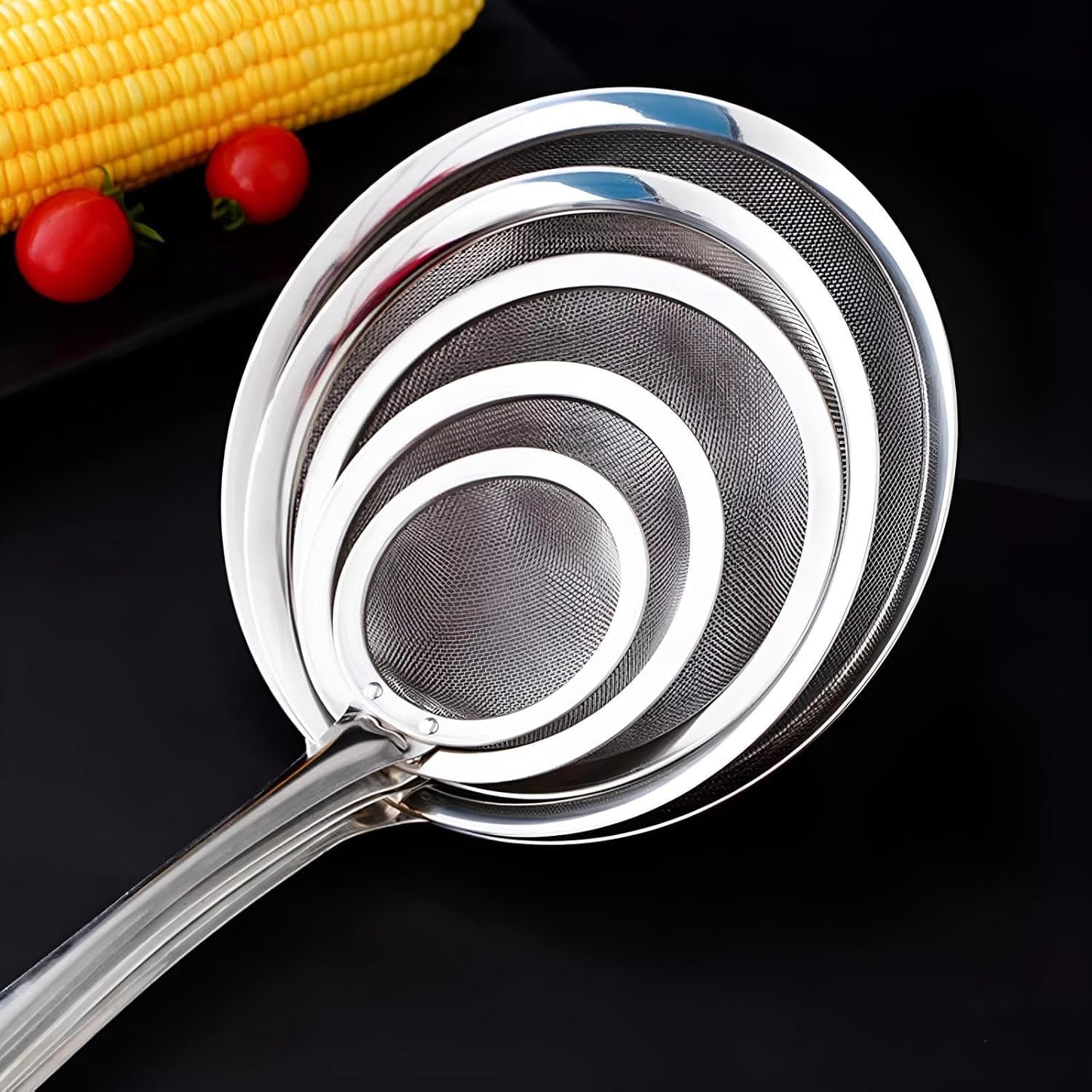 5 Stück Küchensieb Feines Netz, Edelstahl Mehlsieb Siebe, 5 Größen Sieb Küche Metall Sieb Edelstahl Zum Abtropfen Und Spülen, 8/10.5/13.5/16/18cm