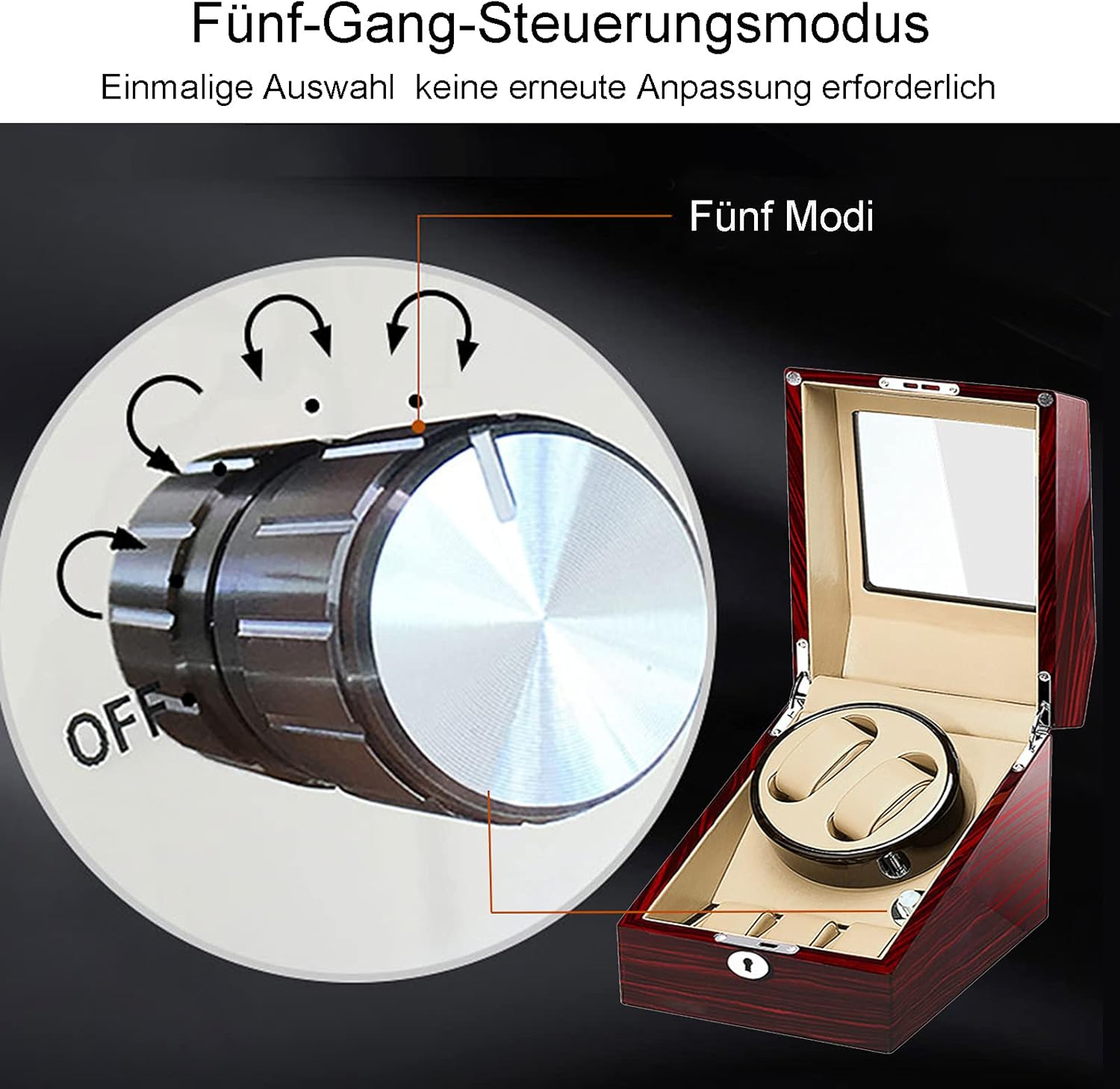 Double Watch Winder with 3 Watches Storage Automatic Watches Winding Box Wood Shell Mechanical Watch Shaker Japanese Quiet Motor Watch Spinner Case Fit Lady and Man Watch,D