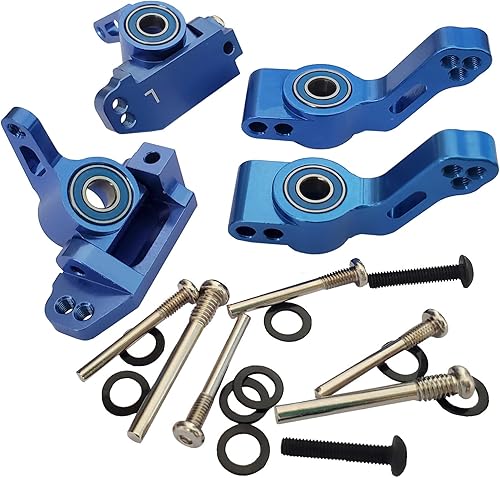 AMOGOT Juego de soportes de eje trasero de aleación de control remoto con rodamientos de bolas para 110 RC 2WD Slash Stampede Rustler Reemplazar