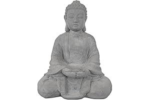 Kante 14.17" H Cement Composite Meditating Buddha Statue for Tabletop Decor