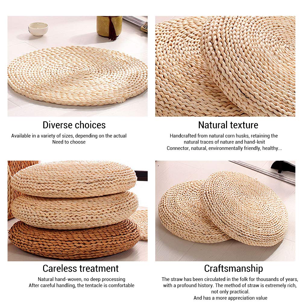 Cuscino da meditazione giapponese, con tatami giapponesi, cuscino naturale in paglia, cuscino rotondo per yoga, cuscino a maglia per giardino, decorazione della sala da pranzo