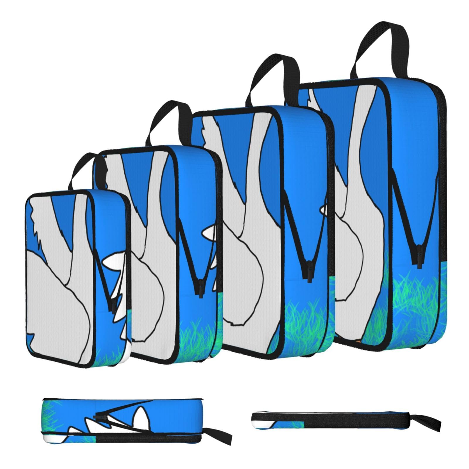 Sxzvvbn Black White Goose Spread Its Wings Compression Packing Cubes 4 Piece Set