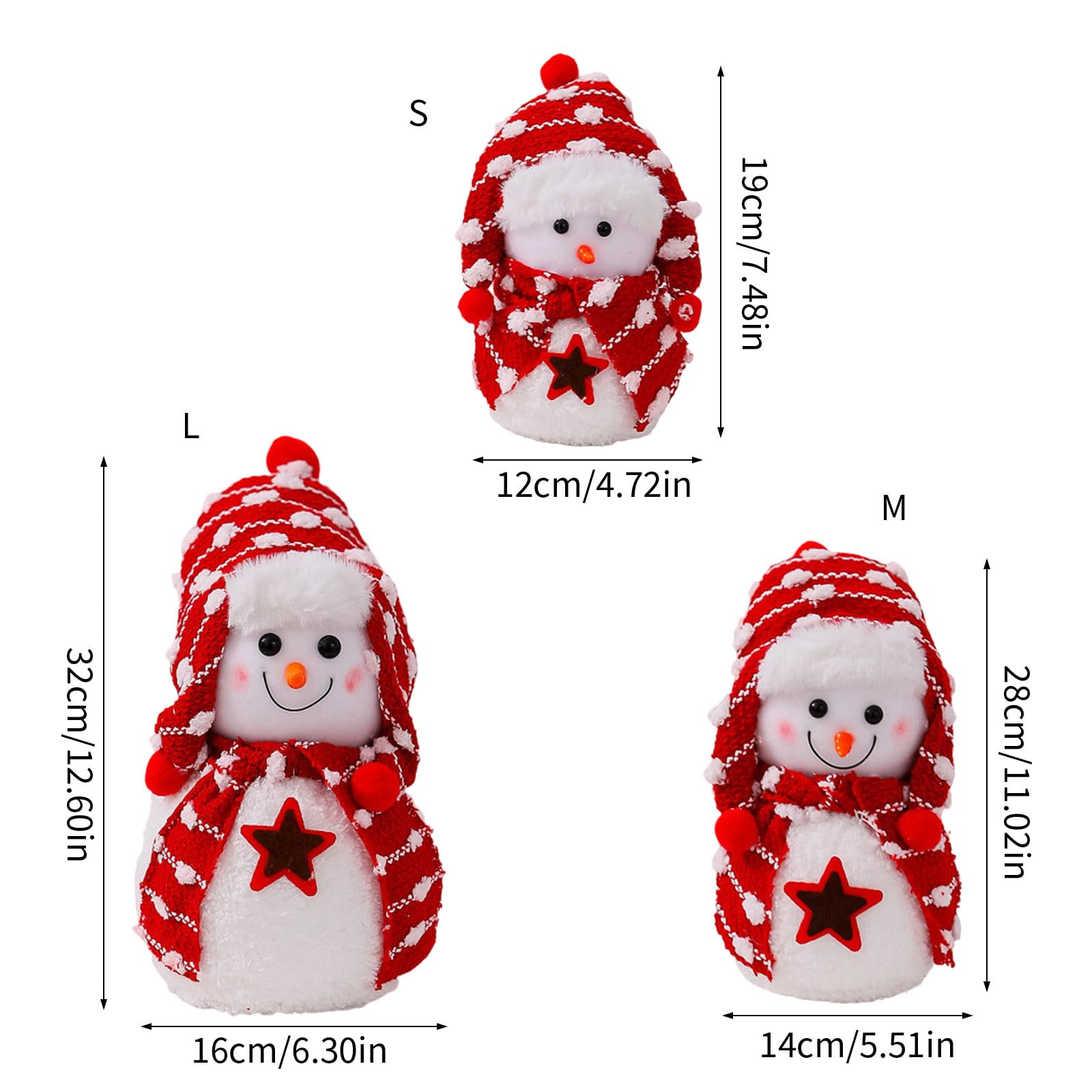Poupée bonhomme de neige en peluche - Ornements de bureau - Jolies décorations de Noël pour l'extérieur et l'intérieur - Pour les vacances, les festivals, les mariages - Décoration de table en peluche