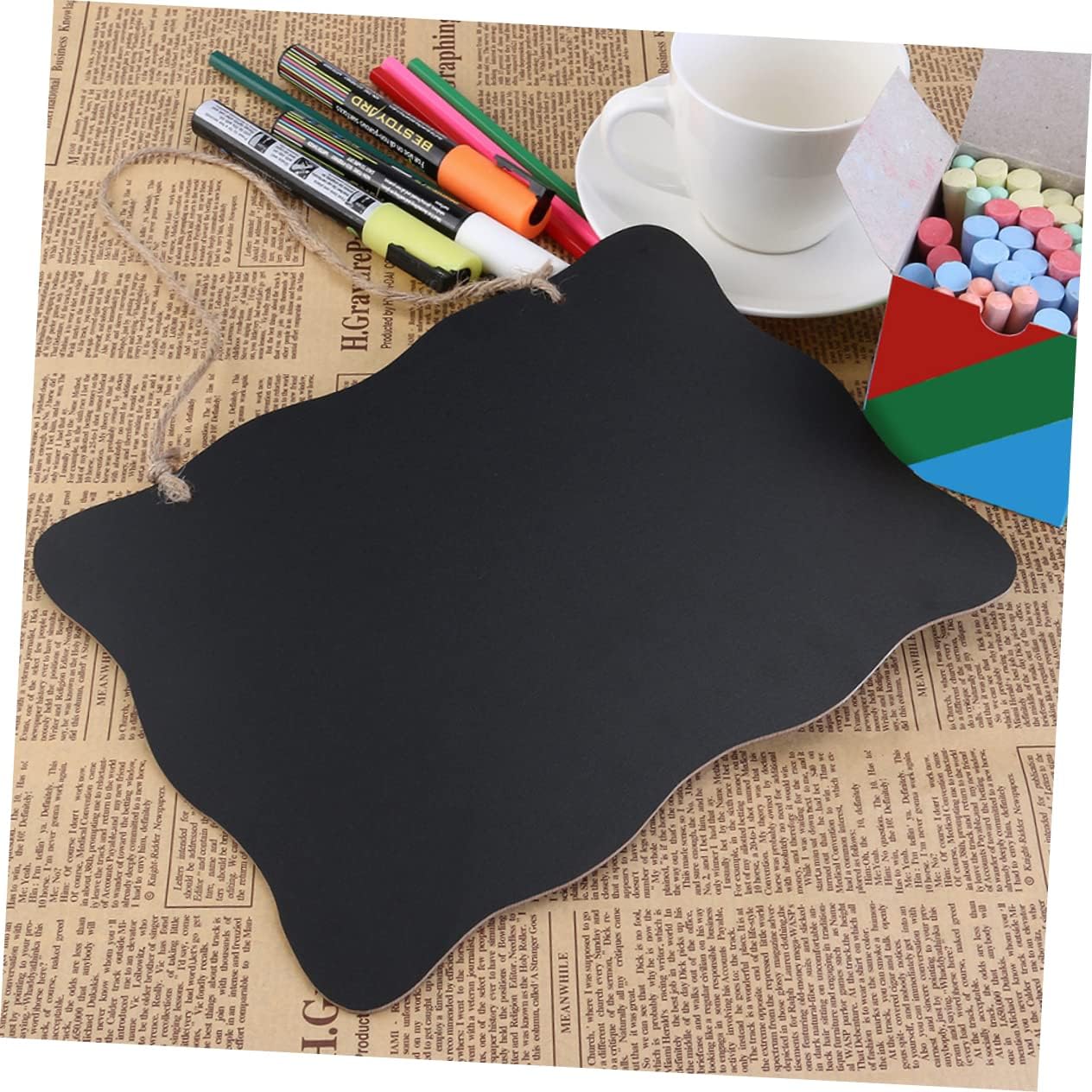 Housoutil 3pcs Mini Wooden Double-Sided Message Board Creative Blackboard for Home Office Decorative Blackboard Wavy Edges