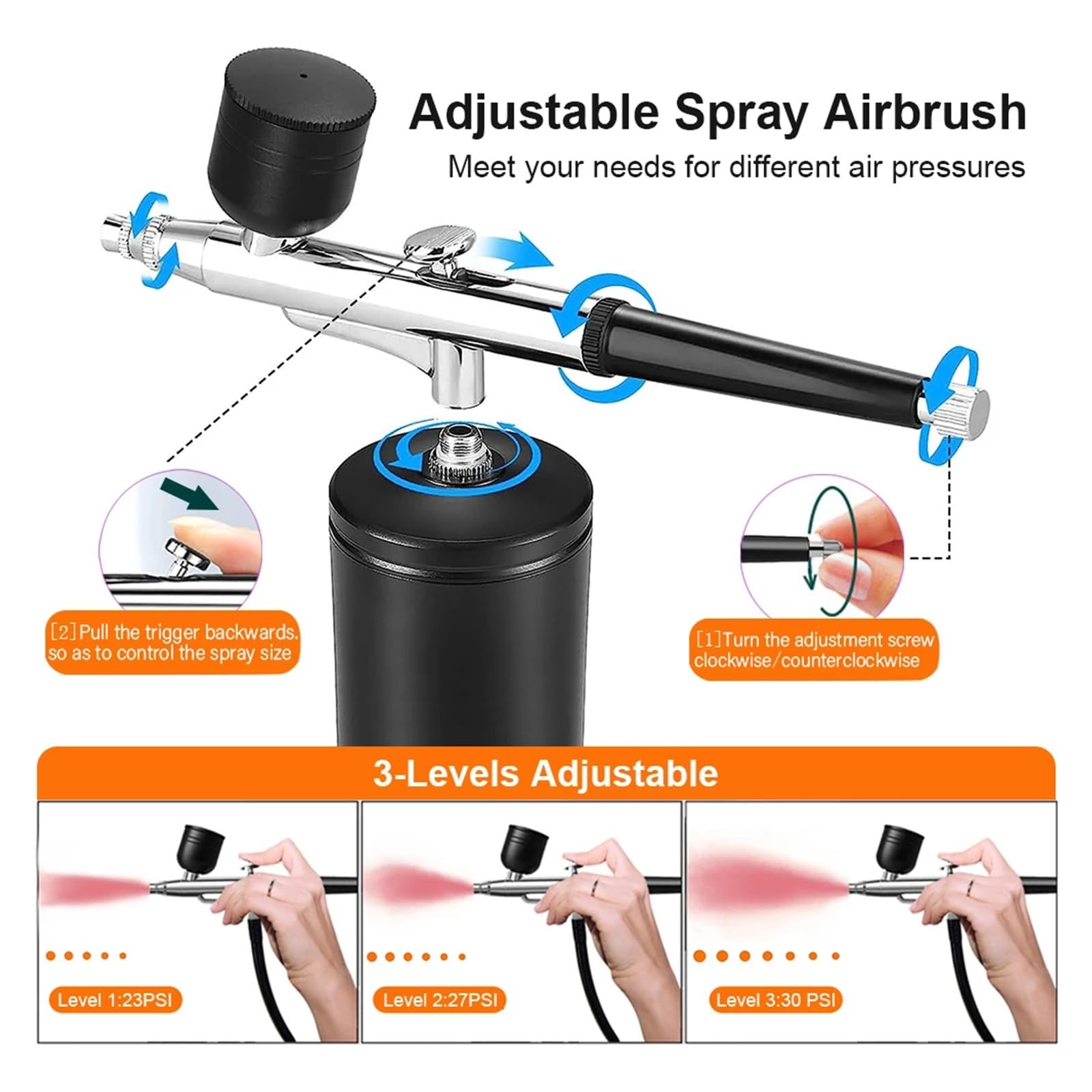 Aerografo for unghie con compressore, portatile for aerografo for, for nail art, pittura su modelli,Alta efficienza(Pink Set 1)