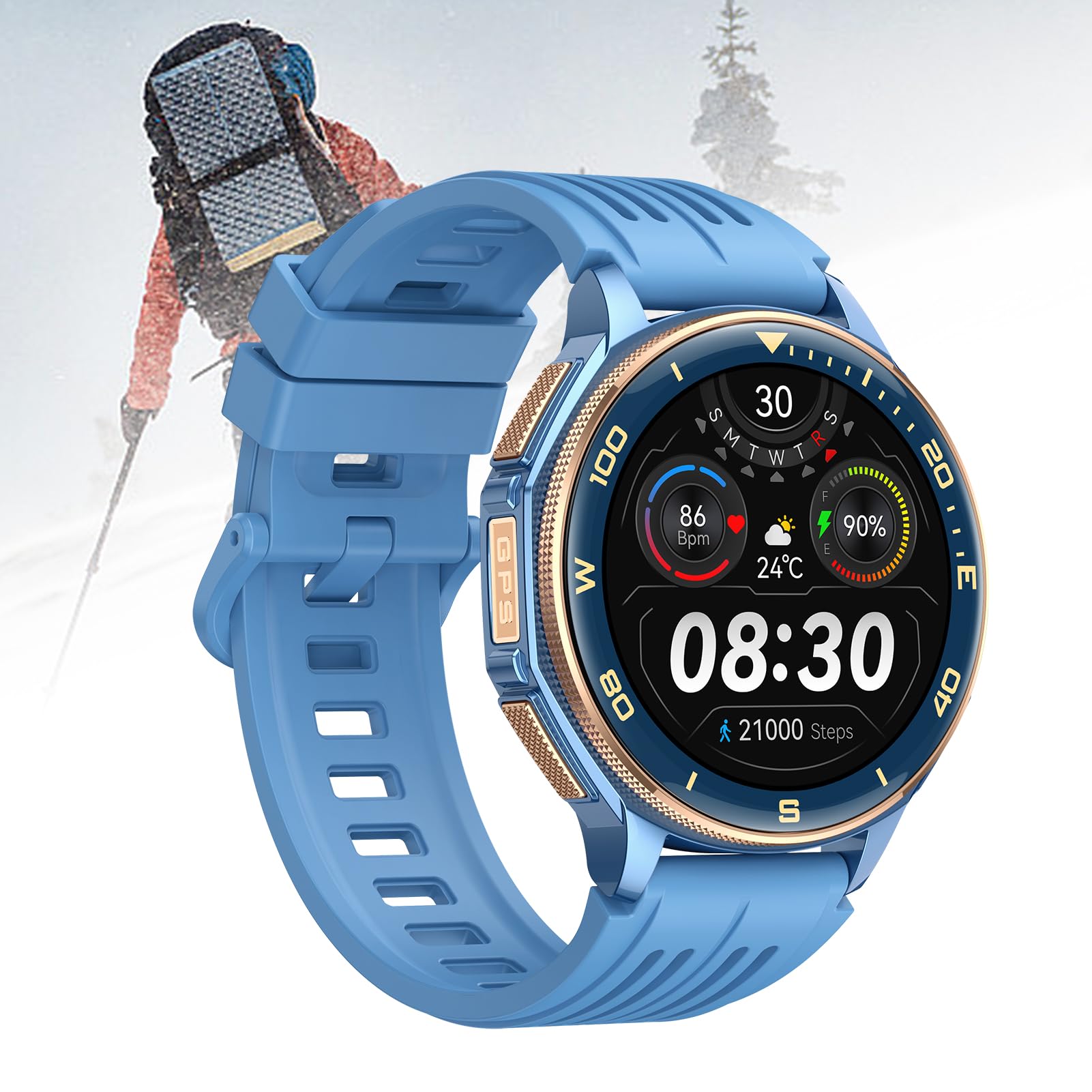 Matybobe Montre Connectée de Sport en Plein Air, 1,43 Pouces, Protection