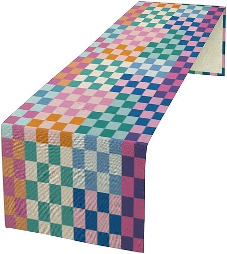 Miniatura 8 de Camino de mesa ondulado retro, abstracto, colorido, arcoíris, ondas, remolinos, lindo, bohemio, estético, para casa de campo, cocina, mesa de