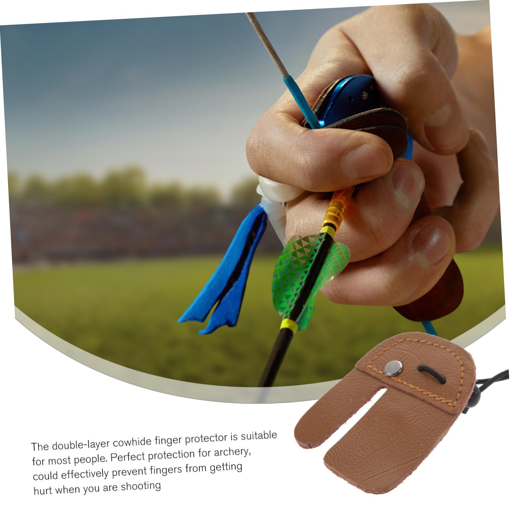 Toddmomy Thick Genuine Leather Archery Finger Cover Protective Gear for Shooting Fits Archers