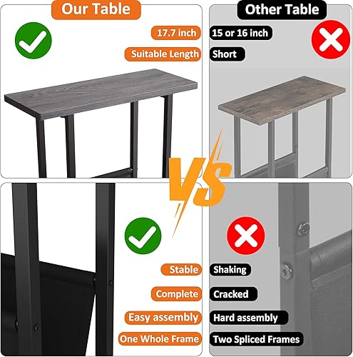 Miniatura 71 de Yusong Mesa auxiliar pequeña y estrecha para espacios pequeños, mesa auxiliar delgada de 17.7 pulgadas de ancho, mesita de noche con soporte de