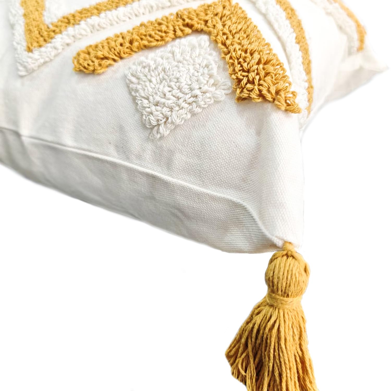Andreannie Confezione da 2 federe per cuscino ricamate in stile bohémien, con nappe, morbide, decorative per la casa, per divano, 45,7 x 45,7 cm (giallo)