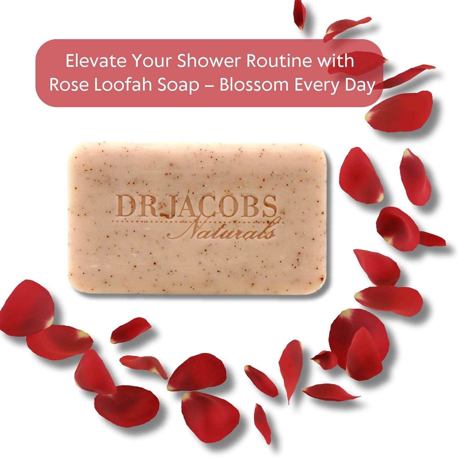 Dr Jacobs Naturals, Triple Milled Loofah Exfoliating Castile Bar Soap (Pack of 6) - Free of Parabens, Sulfates, Synthetics, Gltuen and GMO (Lucy Rose)