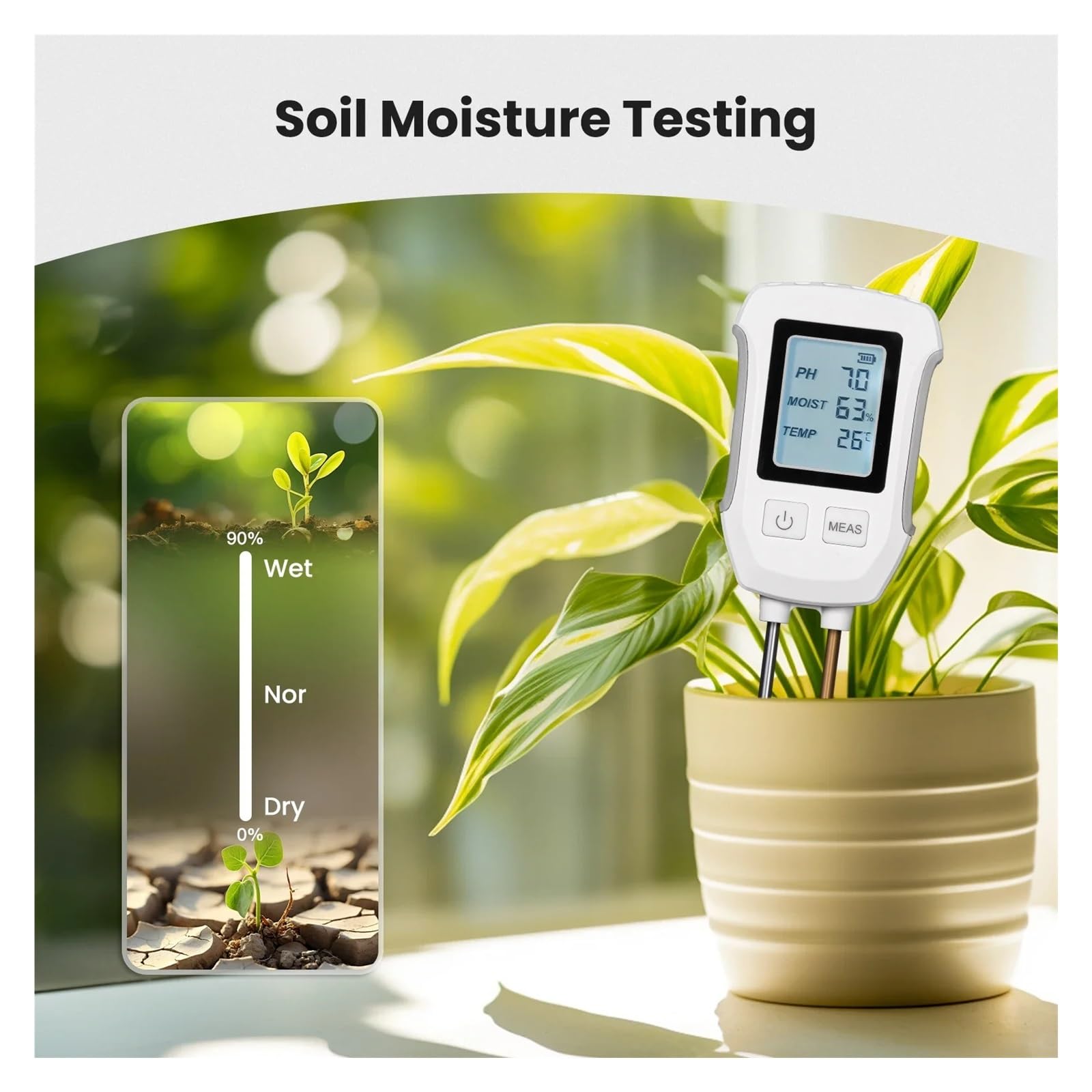 Misuratore di umidità del terreno 3 in 1 Tester di umidità e luce for piante da giardino Fiori in vaso
