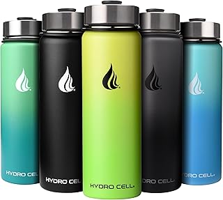 HYDRO CELL Stainless Steel Water Bottle w/Straw & Wide Mouth Lids (40oz 32oz 24oz 18oz) - Keeps Liquids Hot or Cold with D...