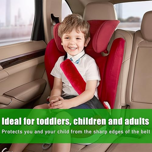 Miniatura 10 de Kewucn 2 fundas para cinturón de seguridad de automóvil de piel de oveja auténtica, suave, mullida, cómoda, almohadilla para cinturón de seguridad