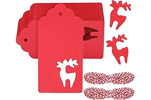 100 Pack Red Kraft-Paper Christmas Gift Tags with String