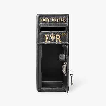 Assorted Collections Post Box ER Mail Box with Lock Wall Mount/Pillar Mount Post Box – Lockable Postage Box Durable Cast Iron Post Office Box (Black)