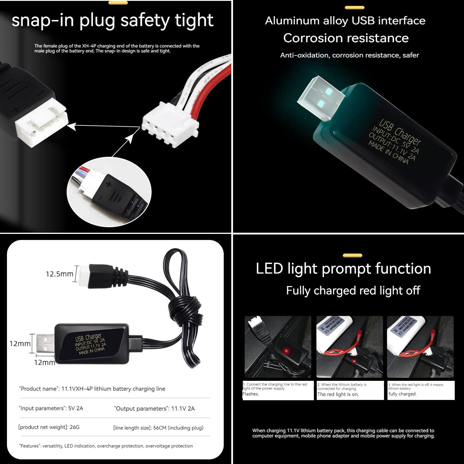 Batteria 1800mAh 30C 11.1v lipo Airsoft Connettore a T con caricatore USB Presa T a cavo Mini Tamiya Compatibile con Airsoft Gel Batterie ricaricabili per Blaster a Perle d'acqua Accessori 2 pezzi
