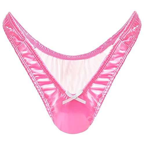 Littleforbig Little Secret Thong Sissy Tucking Gaff Panties Smooth Silky Hidden Shaping Brief for Crossdressers Transgender - Medium - Faux Leather Pink