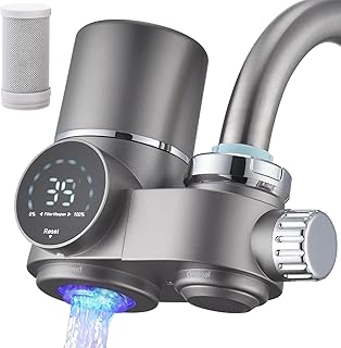 HOMELODY Wasserfilter Wasserhahn, Wasserfilter Trinkwasser mit LED Anzeige, entfernt Chlor, Schwermetalle und schlechten Geschmack, Wasserhahn Filter mit Blaulicht für Küche(Inkl. Filter*1)