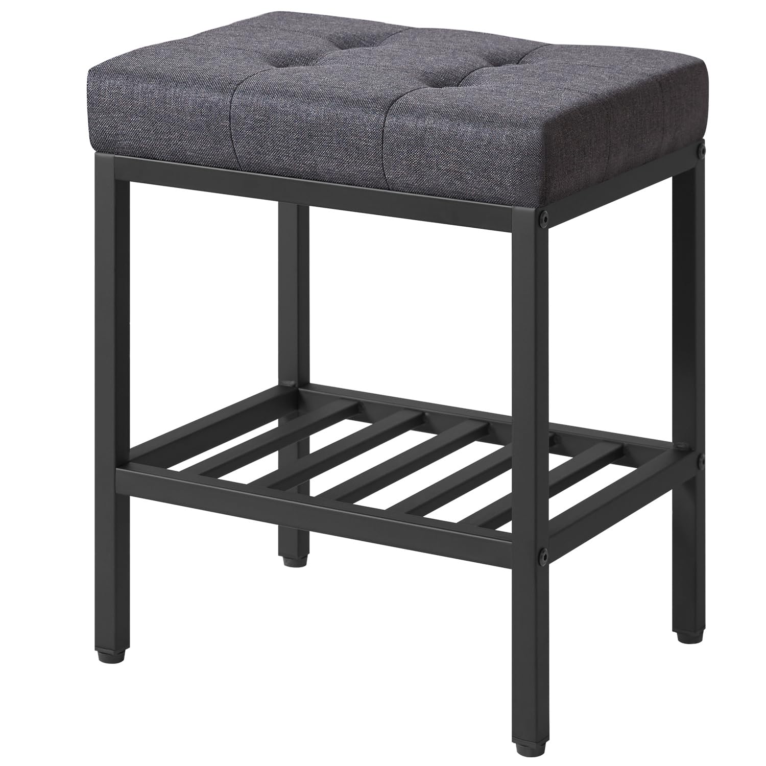 IBUYKE Silla de Maquillaje Rectangular con Patas Ajustables y Almacenamiento, Gris Oscuro