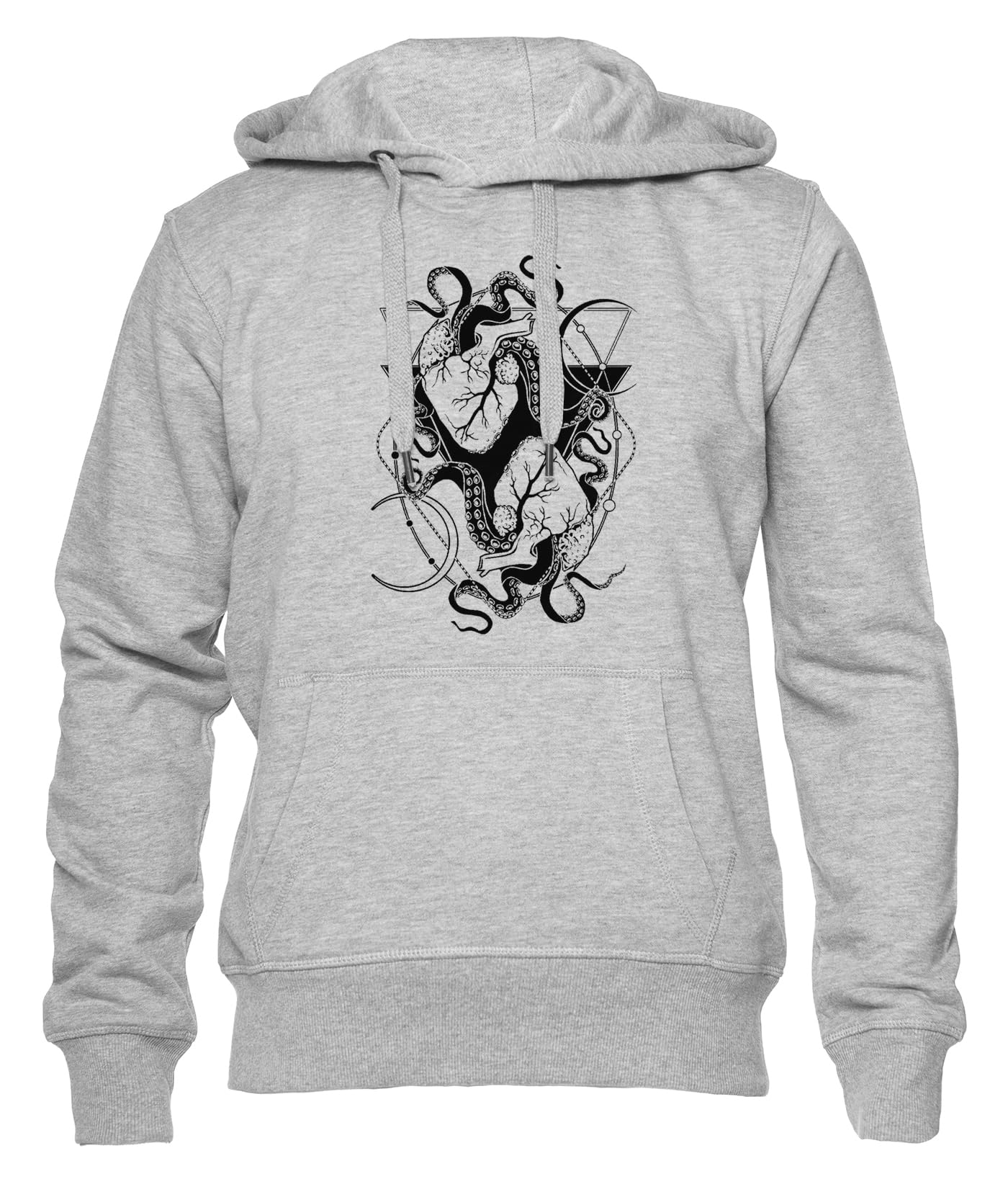 Generico San Valentino 01 I Macabri Tentacoli di Cuori Felpa con Cappuccio Unisex Uomo Donna Grigio Manica Lunga Hoodie Men's Women's Grey
