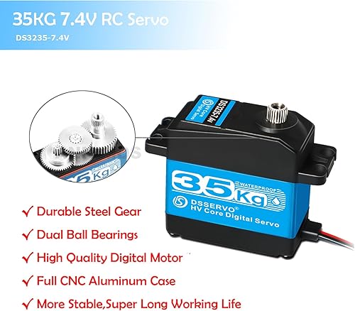 Miniatura 3 de Paquete de 2 servo RC 77.2 lbs servo de dirección 7.4 V Motor digital de acero inoxidable engranaje de alto par impermeable para DIY robótico RC