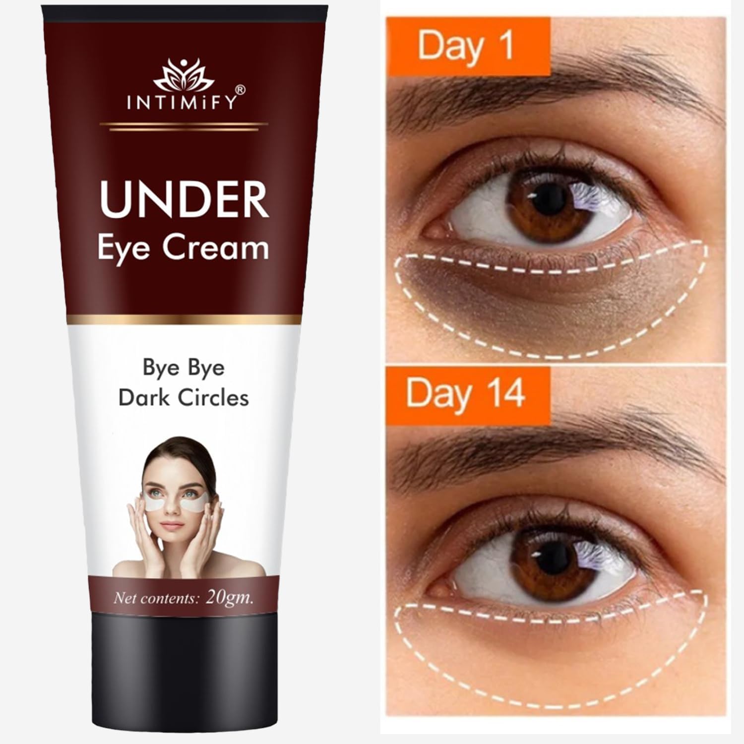 INTIMIFY Under Eye Cream, Dark Circles Removal Cream, Under Eye Cream For Dark Circles & Wrinkles 20 Gm (Pack of 1) — Amazon image 2