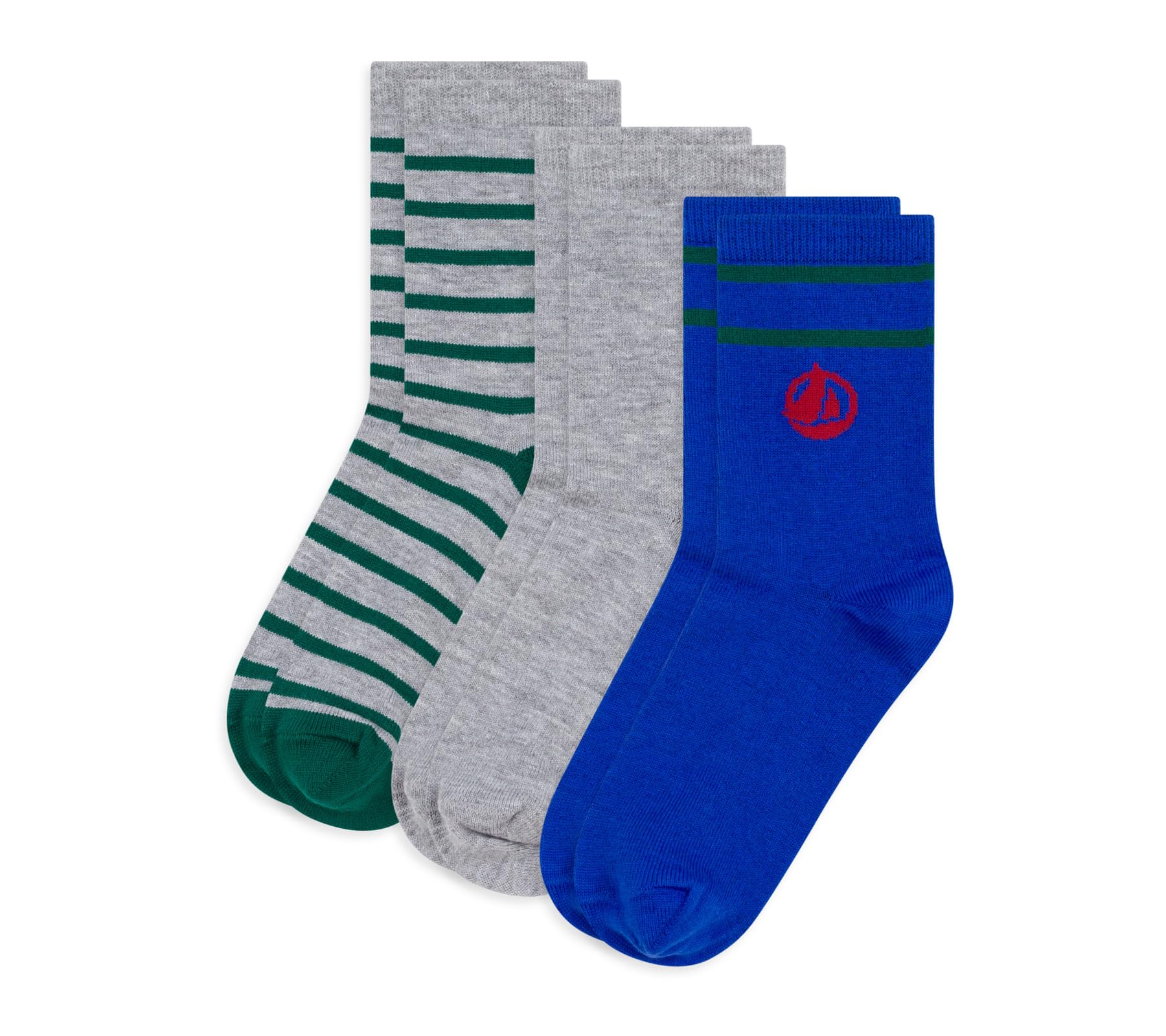 Petit Bateau 3 Paires de Chaussettes Enfant Rayées en Coton Logo A0e6u01 ACCESSOIRES Garçon (lot de 3)