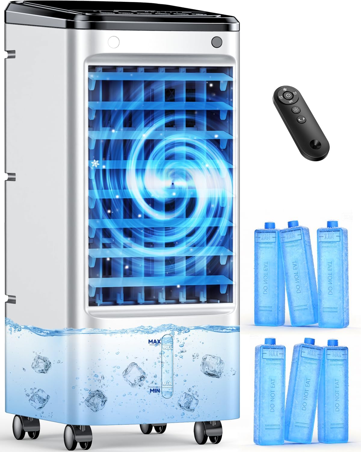 Windowless Portable Air Conditioners w/6Ice Packs, 4Modes&3S…