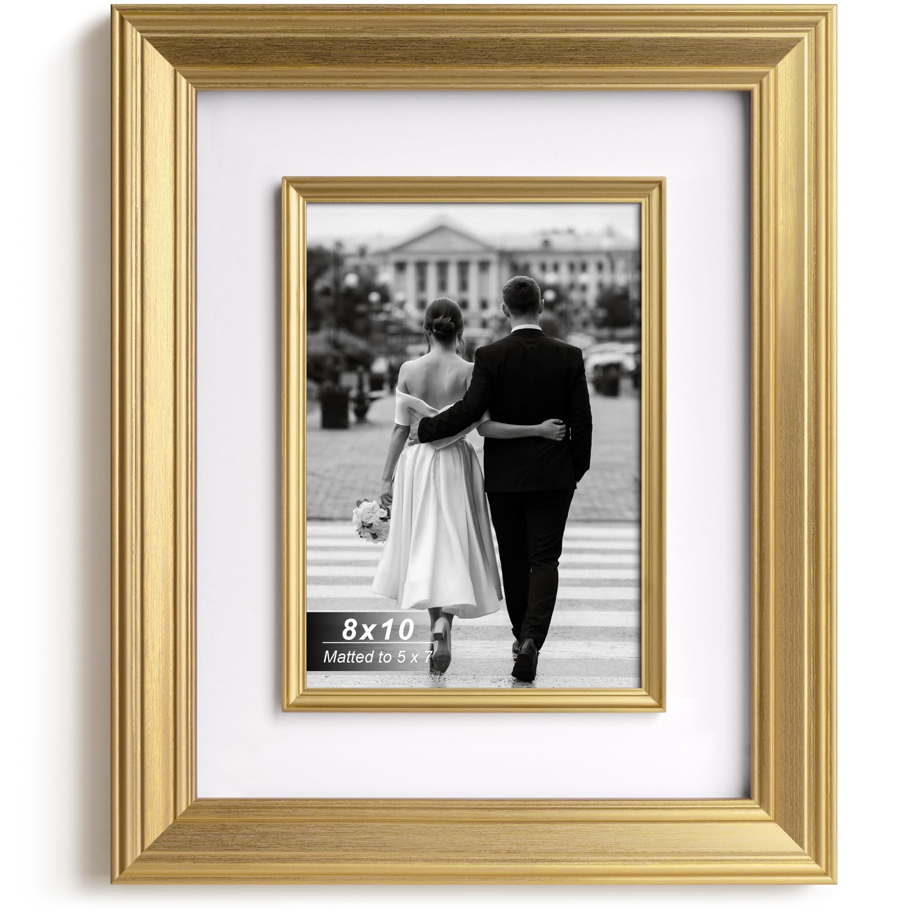 Photo 1 of ** COLOR BLACK *** Yaetm 8x10 Black Picture Frame with Decorative Inner Frame & Tempered Glass, Display 5x7 Photos with Mat - Portrait or Landscape - Tabletop & Wall Mount for Office & Home Décor (Black, Single)