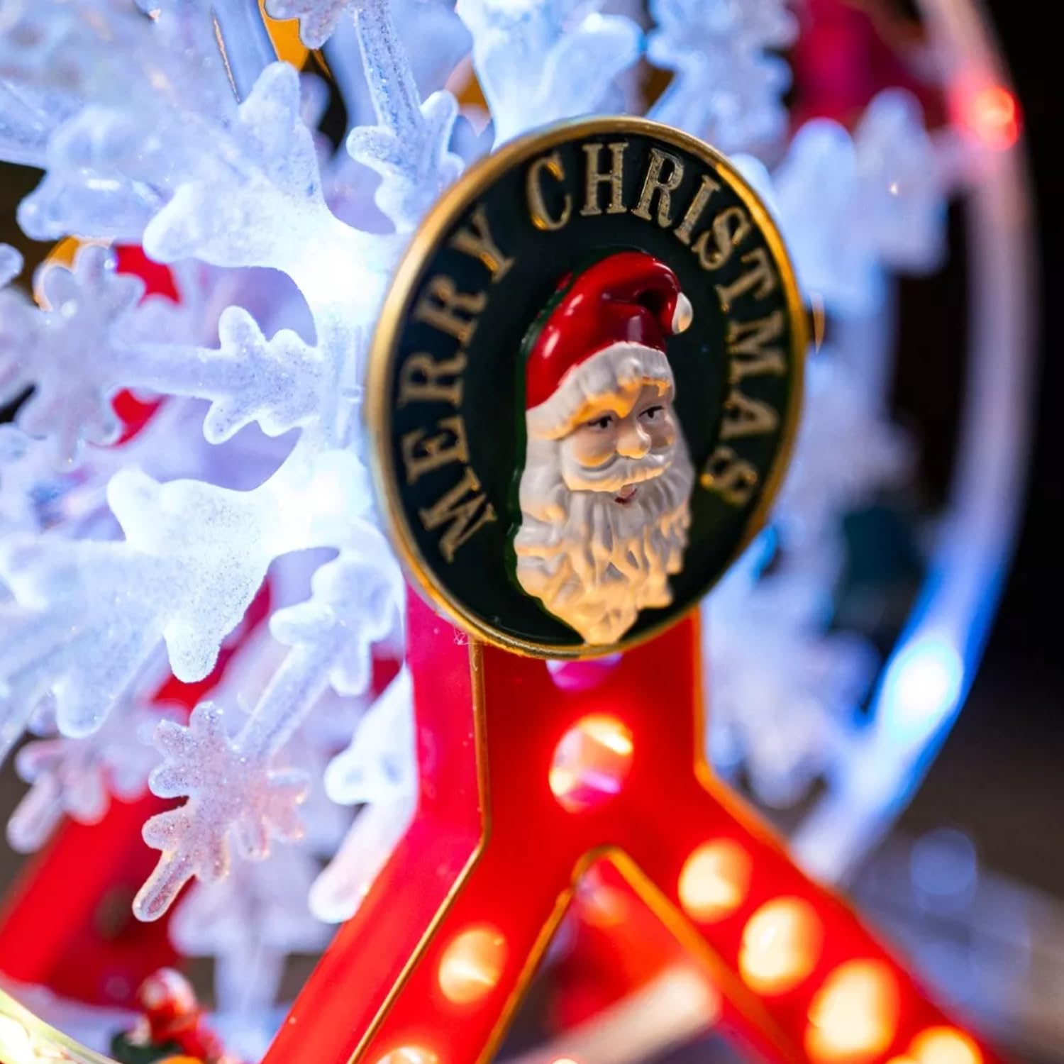 Garden Mile Scène musicale de village de Noël – Décoration de Noël lumineuse en mouvement avec lumières LED et musique – Décoration festive à piles pour table, cheminée et décoration d'intérieur