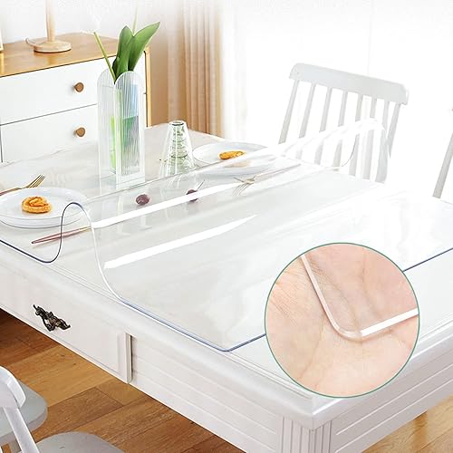 Protector de mesa transparente de plástico PVC transparente, alfombrilla de protección de escritorio de oficina, mantel de vinilo de cristal, mesa