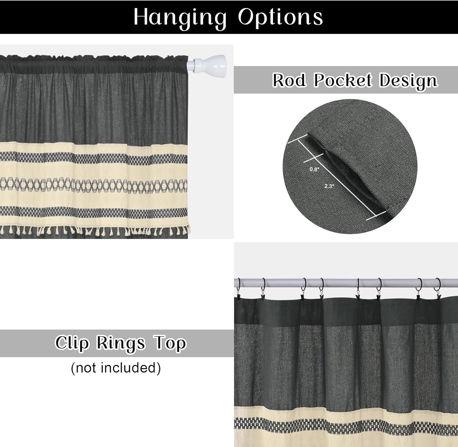 FRAMICS Linen Curtains for Living Room Farmhouse Curtains for Bedroom Grey Window Curtain Boho Crochet Drapes 84 Inch Length 2 Panels Set Light Filtering Rod Pocket Window Treatment