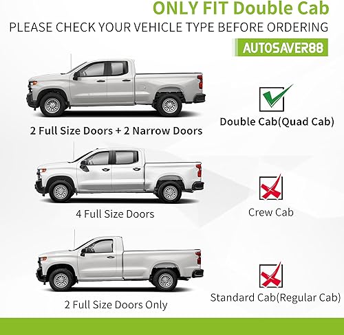 Miniatura 2 de AUTOSAVER88 Estribos de 6.5 pulgadas compatibles con Chevy SilveradoGMC Sierra 1500 2019-2026, 2500HD 3500HD 2019-2026, cabina extendidadoble
