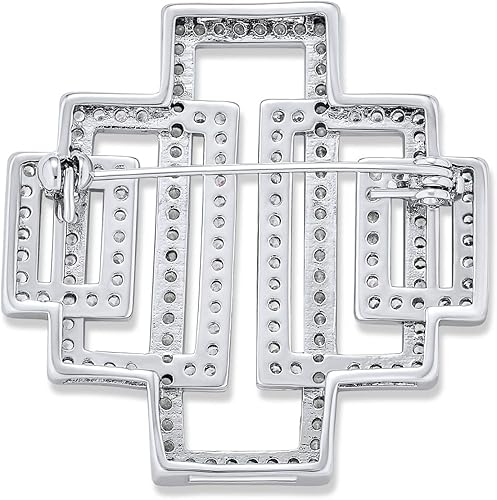 Miniatura 2 de Bling Jewelry Declaración grande pavé de boda nupcial cristal moda Gatsby Vintage Art Deco estilo bufanda broche broche para mujeres latón chapado