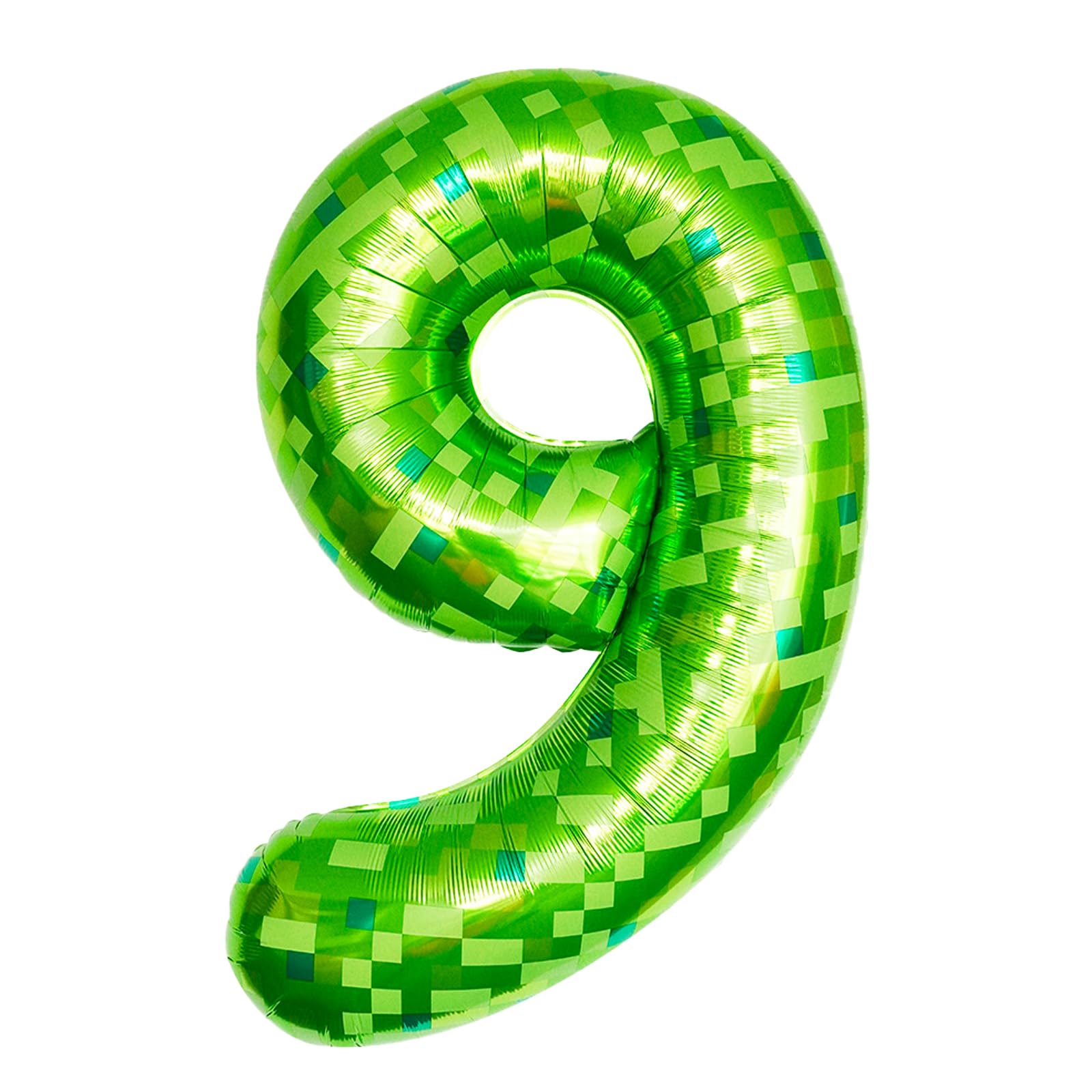 ParPix Pixelmotiv Zahlen Luftballon 9. Geburtstag Junge Mädchen, Grün Pixel Thema 100cm Folienballon 9, Pixel Miner 9 Geburtstag Zahlen Ballons, 40 Zoll Helium Ballon 9,Geburtstagsdeko 9 Jahre Ballon
