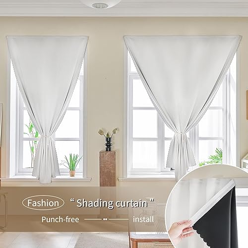 Miniatura 9 de Cinta mágica adhesiva en cortinas portátiles para ventanas, cortinas opacas para dormitorio, cortinas opacas térmicas, sin taladro, oscurecimiento