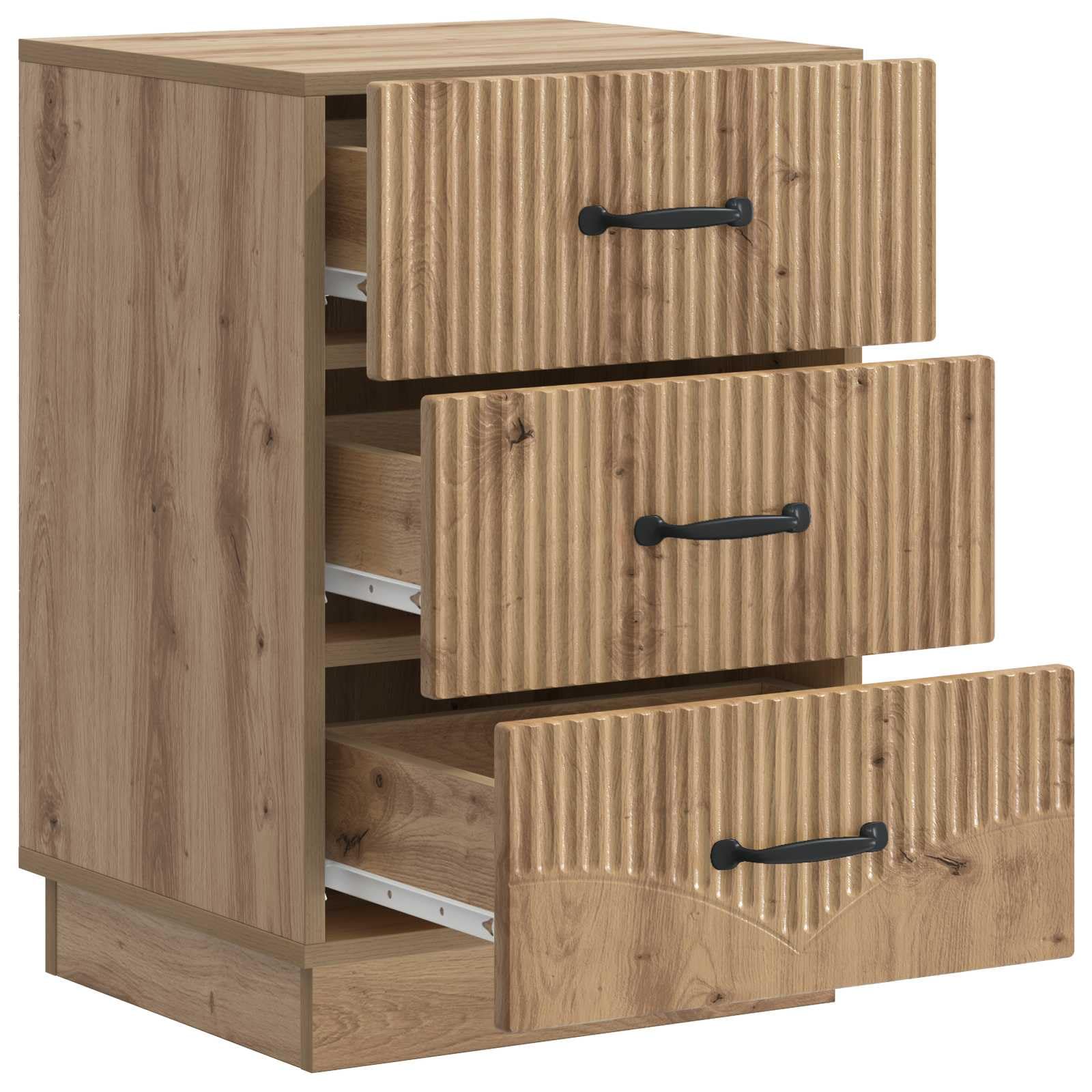 Mesita de noche de madera de roble Artisan, con 3 cajones, 43 x 41 x 63,5 cm, estilo vintage, con espacio de almacenamiento, para dormitorio, salón, pasillo y habitación infantil