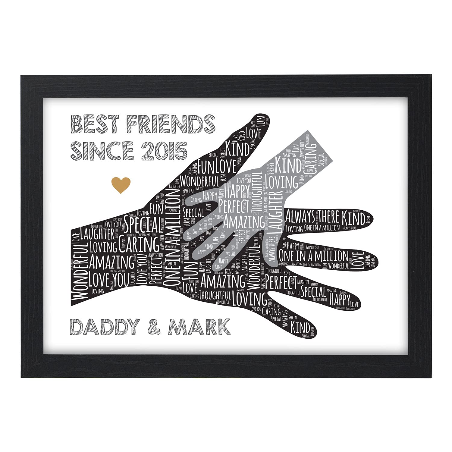 Beecreative Personalised Fathers Day Gifts from Son or Daughter - Custom Dad, Daddy, Grandad Gifts for Birthday, Christmas or Fathers Day - Best Friends Print from Little Girl or Boy