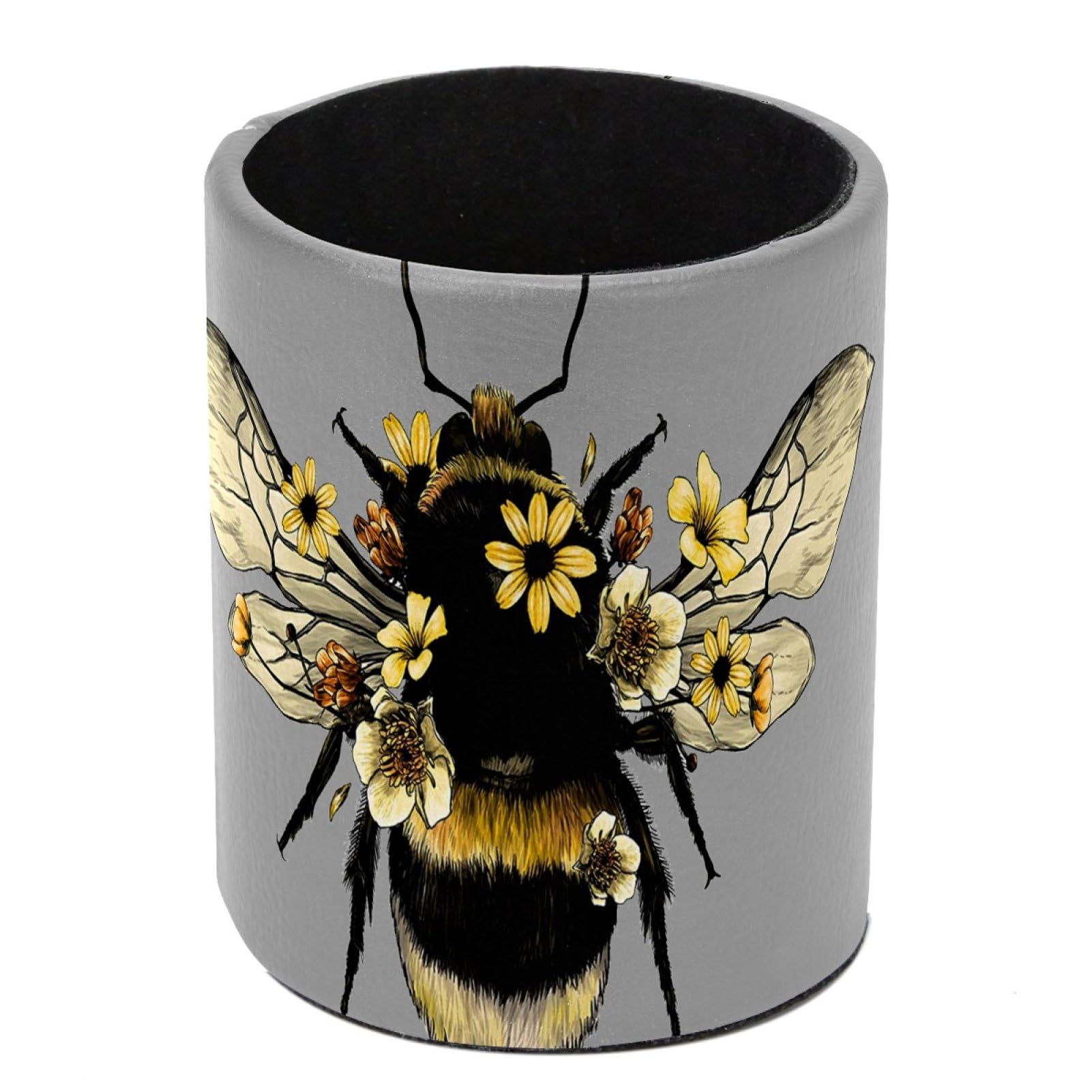 Luoweisi Cute Bee Pen Holder for Desk, Leather Pen Pot, Desk Pencil Holder Round Makeup Organiser Home Office School Suppliers