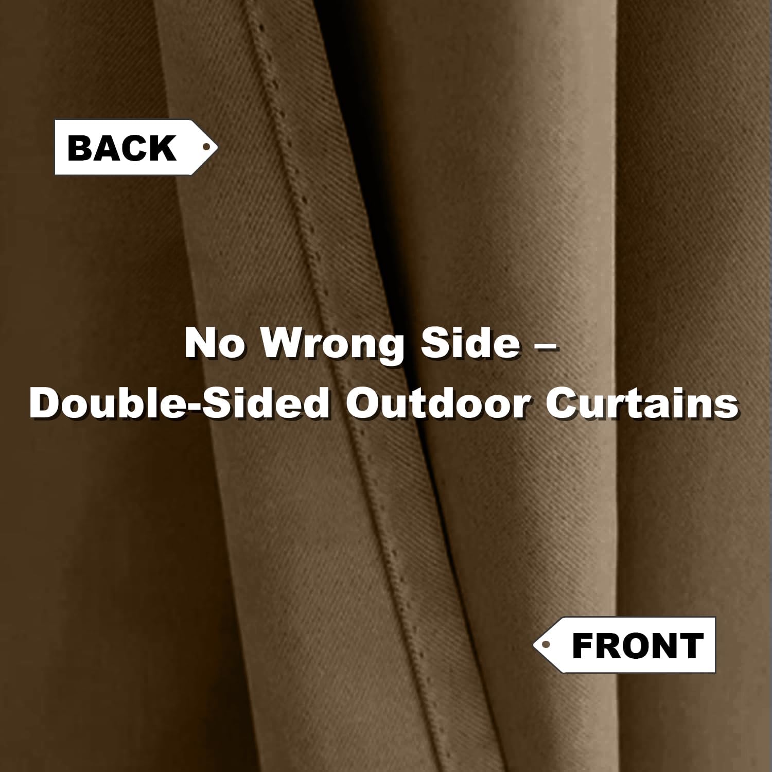 BLISSWALK Outdoor Patio Curtains Waterproof - Darkening Thermal Insulated Curtains for Porch, Pergola, Cabana - Sunproof Blackout Drapes with Rust Proof Grommets, Set of 2 Panels,Brown